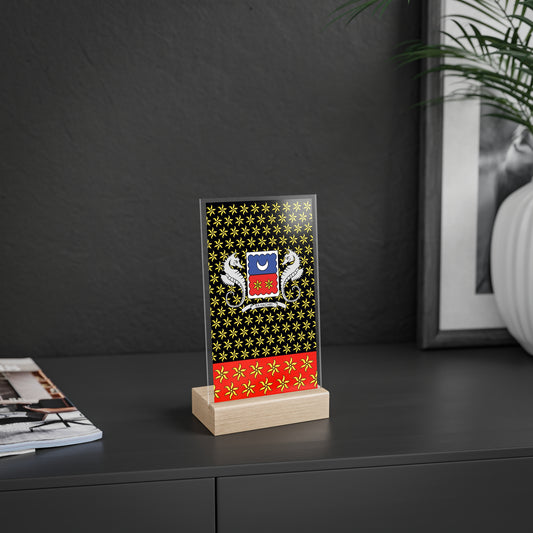 Panneau acrylique ylang Mayotte,  avec support en bois