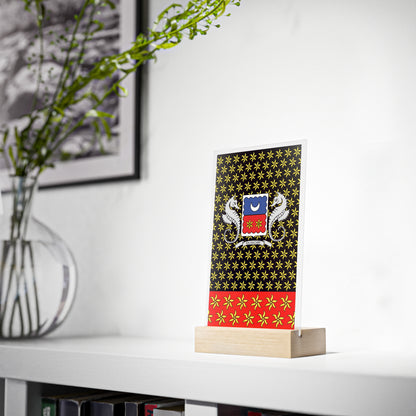 Panneau acrylique ylang Mayotte,  avec support en bois